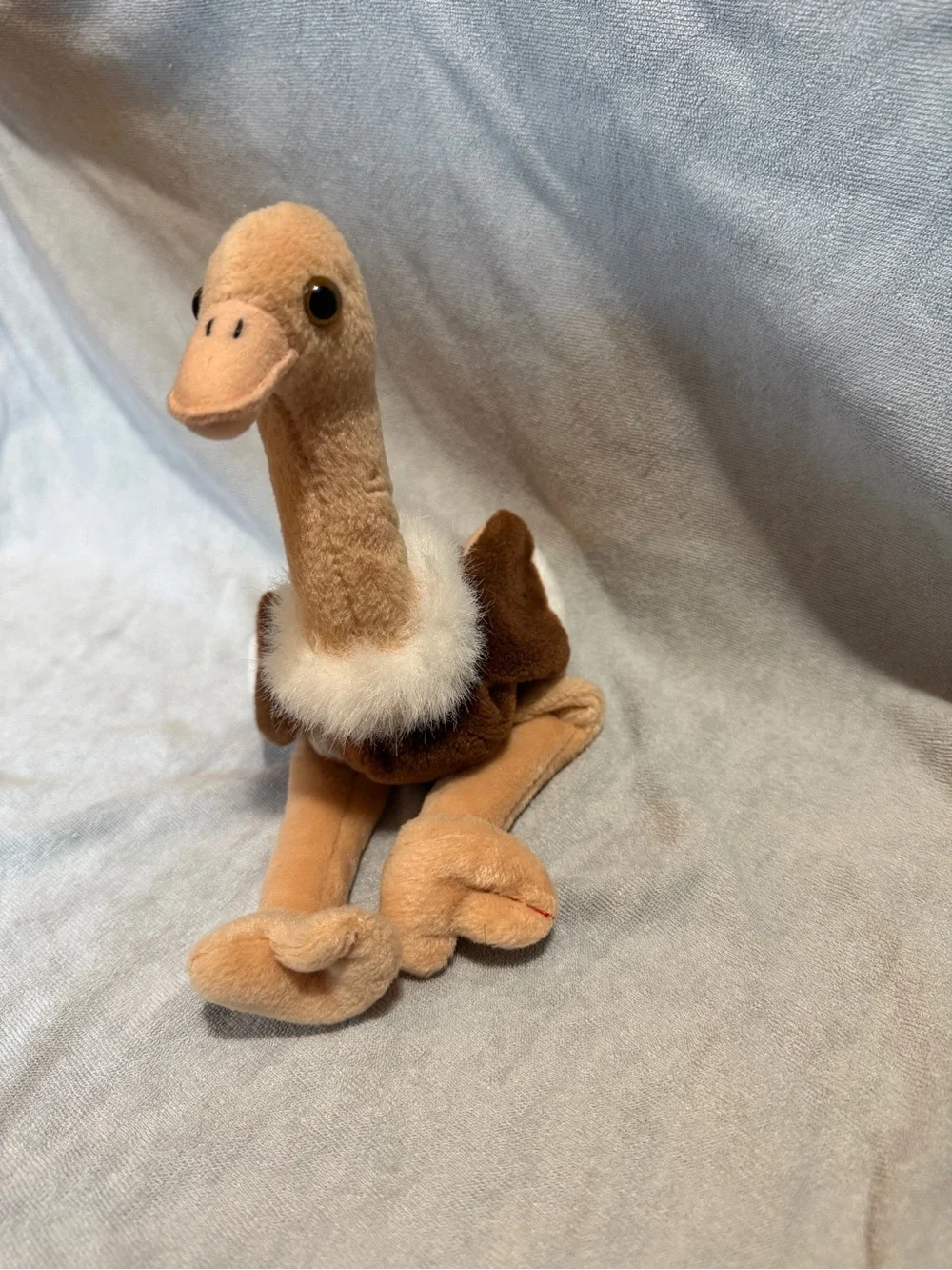 Plush Ostrich Toy in Brown, Cream and White - Soft Cuddly Bird (1997)